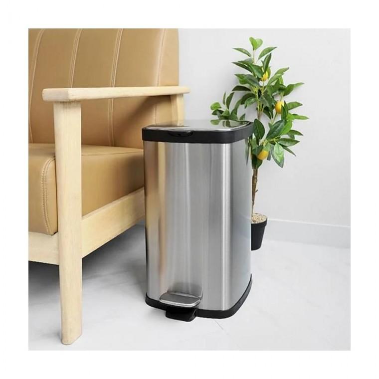루미나D 무소음 클로징 밀폐커버 고급스텐 사각페달휴지통 20l