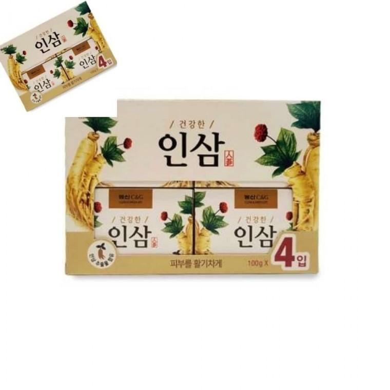 건강한 인삼비누 4개입 인삼추출물 인삼향 비누 고체비누 클렌징바 세안비누 세수비누