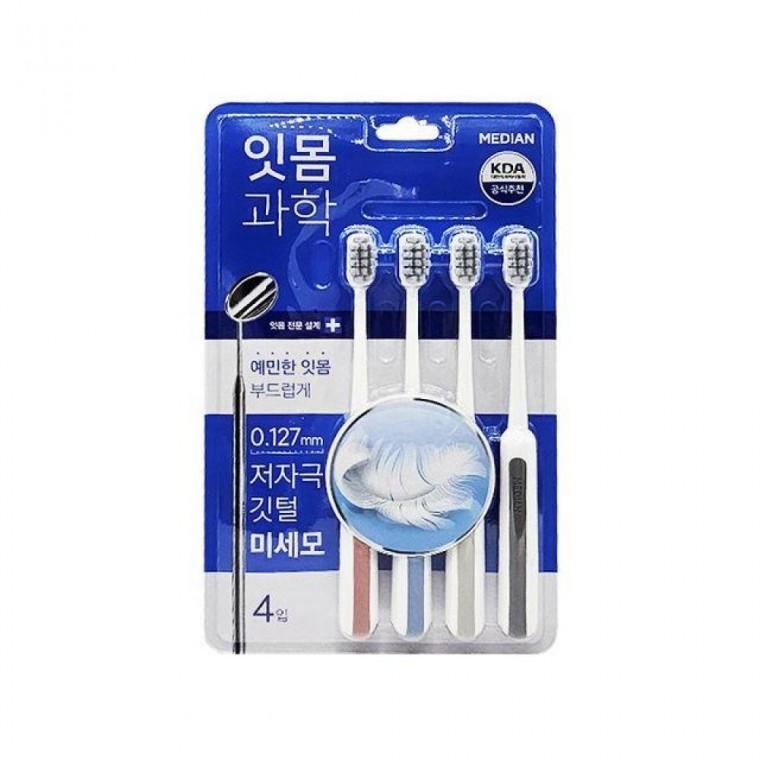 메디안 잇몸 과학 저자극 깃털 미세모 칫솔 4개입