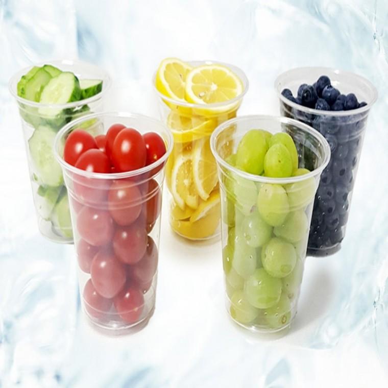 쿨러아이스컵(컵+돔뚜껑) 10P 투명과일컵 일회용컵 테이크아웃컵