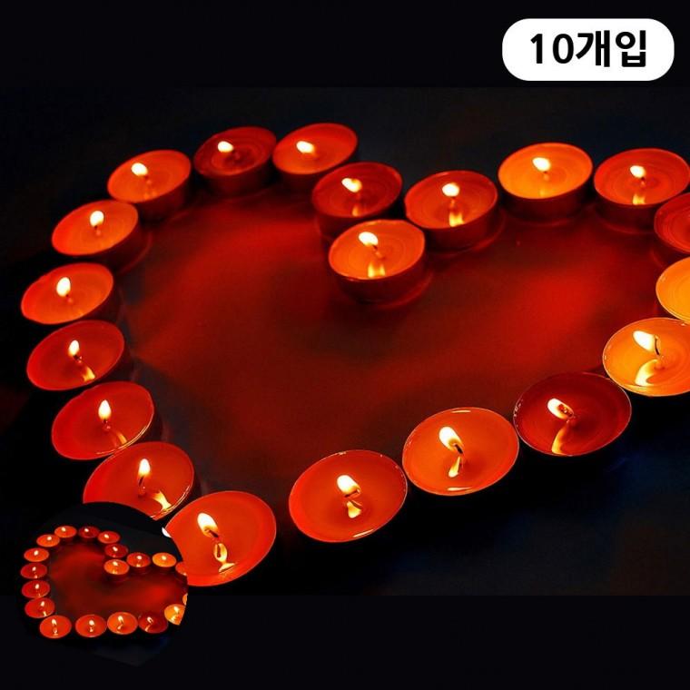 파티양초 양초캔들 프로포즈양초 프로포즈초 티라이트양초 캔들 티라이트 미니 양초 레드 10개입