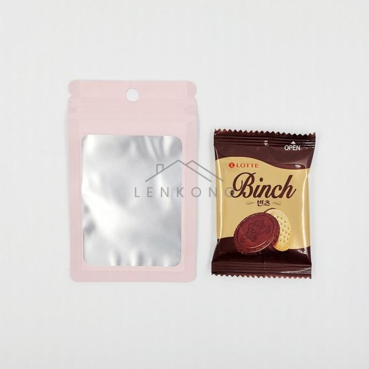 포장용 핑크 지퍼백 7.5cm X 12cm 비닐 미니 투명 식품 팩