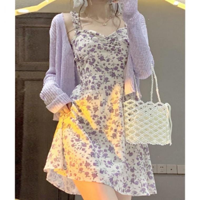 화사한 여름 스타일링 프릴 플라워 끈나시 원피스 여름원피스 롱원피스 휴양지룩 코디