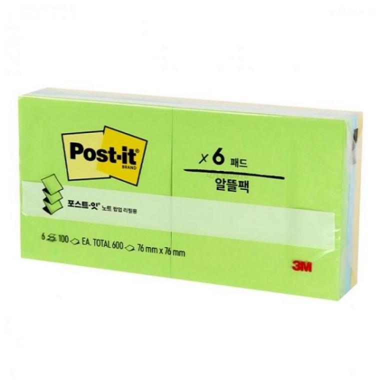 팝업 점착메모 리필 플로랄 디자인 76x76 메모지
