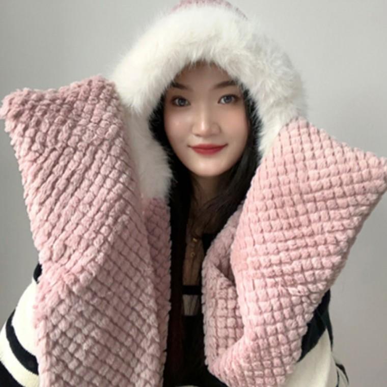 후드머플러 여자목도리 예쁜바라클라바 털모자목도리