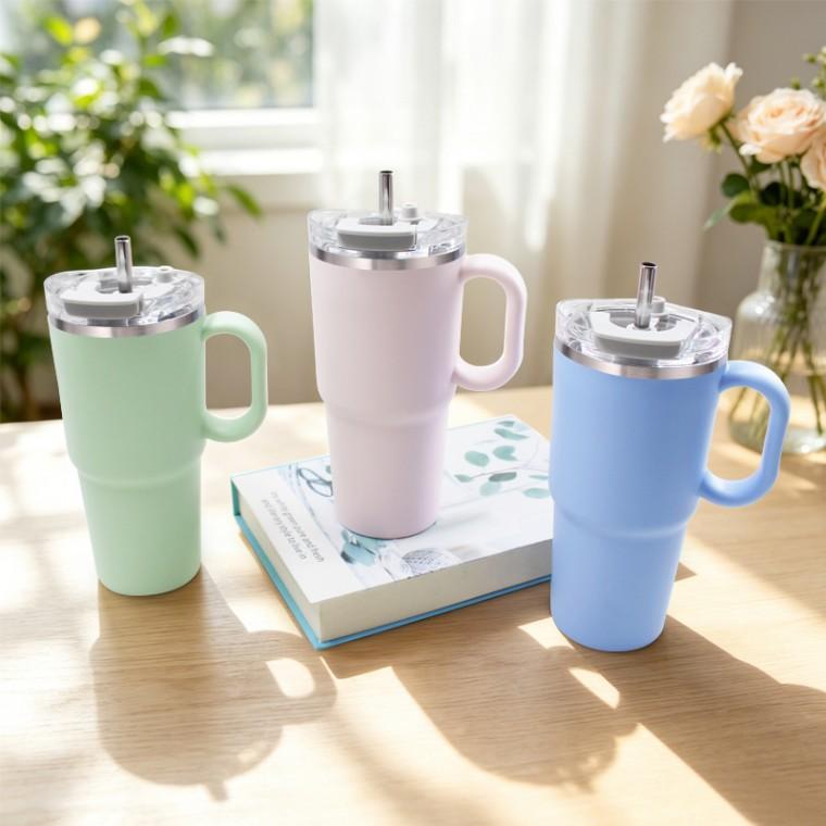 304스텐 휴대용 600ml 대용량 스텐 빨대 텀블러 캠핑용품 아웃도어