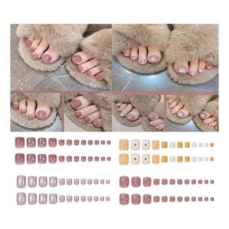 여름 네일 아트 붙이는 스티커 24 종 세트 패디네일 네일스 셀프 큐어 패치