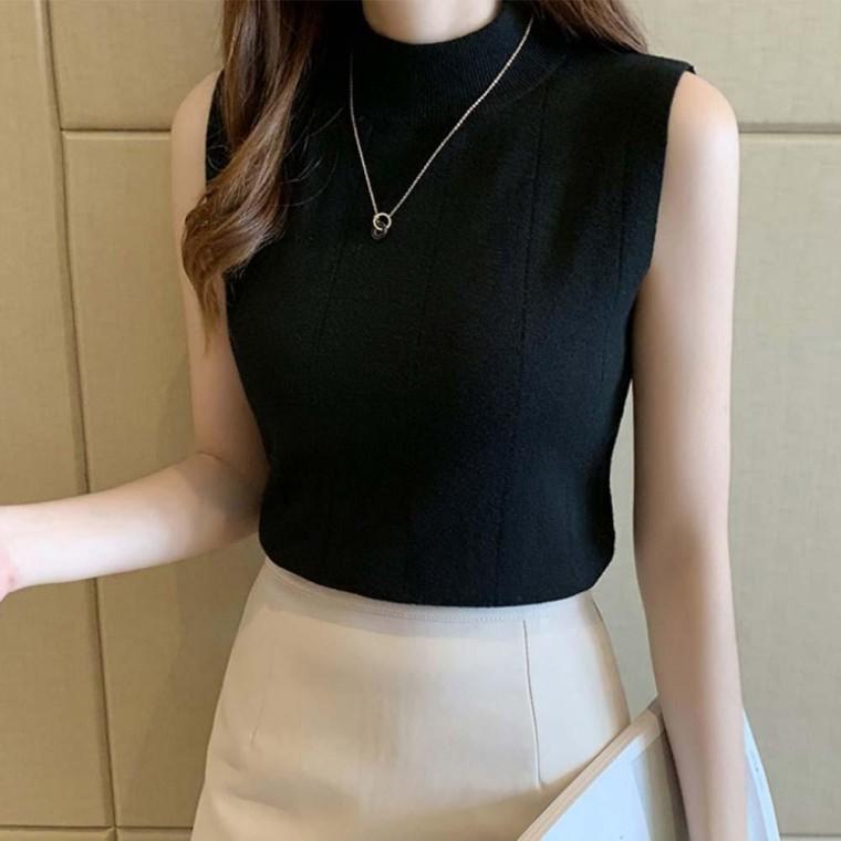 반폴라 민소매 니트니 나시목티 반복 레이어드나시