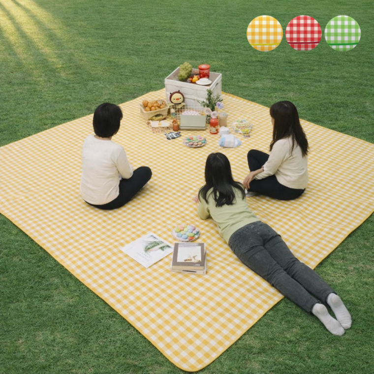 방수매트 돗자리 접이식 파우치형 체크패턴 나들이 캠핑 대형 200x200cm