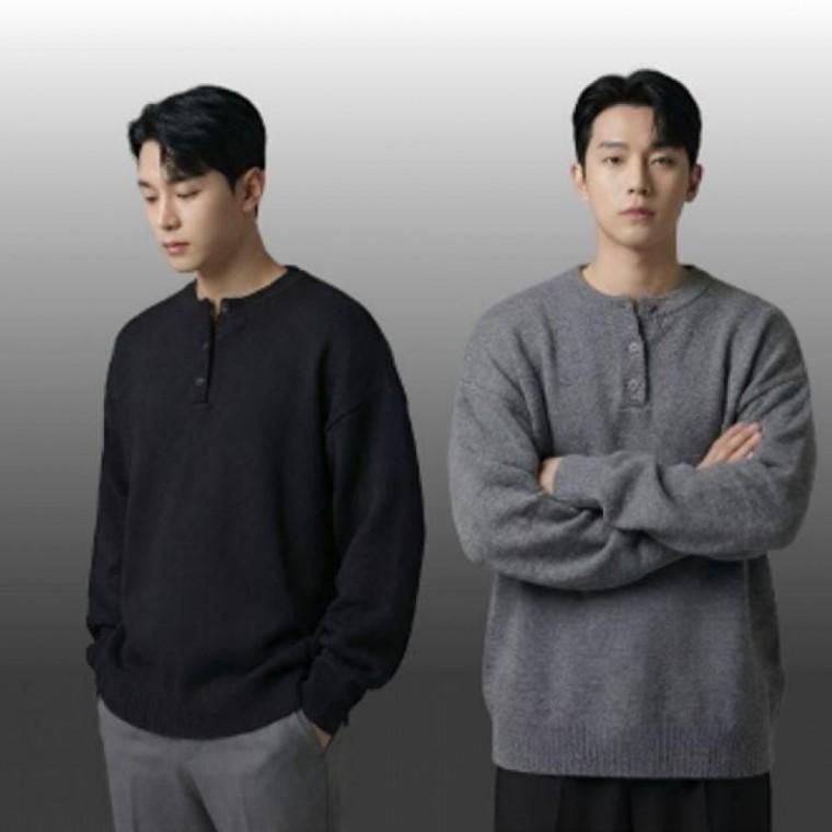 남자 니트 스웨터 겨울 간절기 기모 오버핏 빅사이즈 라운드 니트티셔츠