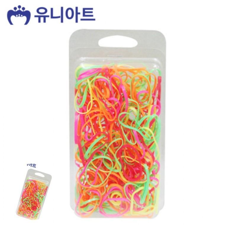 키즈머리끈 애기고무줄 초등학생머리끈 헤어머리끈 여성머리끈 형광 칼라밴드 색상혼합