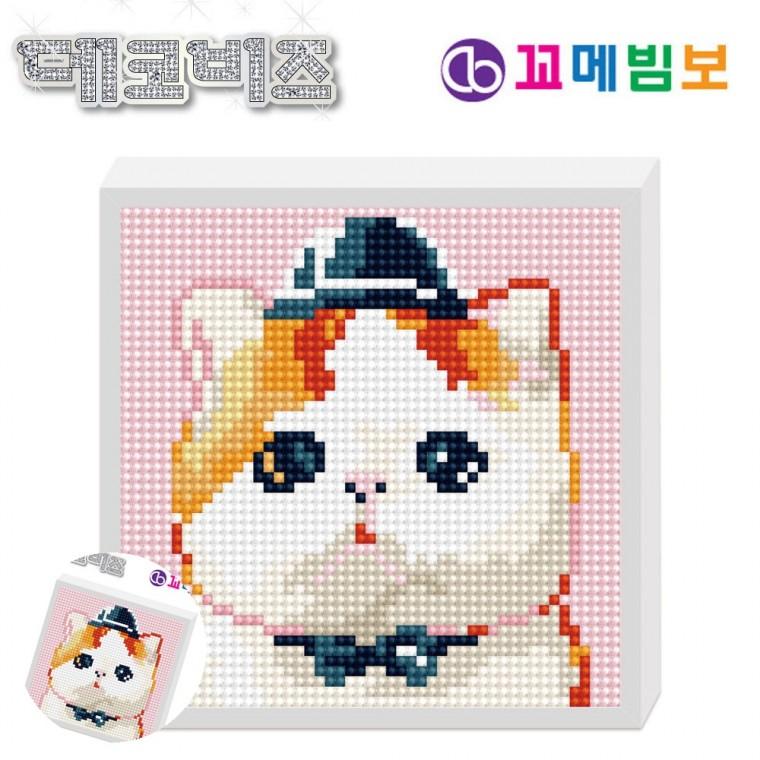 비즈아트 보석십자수DIY 비즈공예키트 어린이십자수 액자보석십자수 데코비즈 150 보석십자수 G02 핑크양이