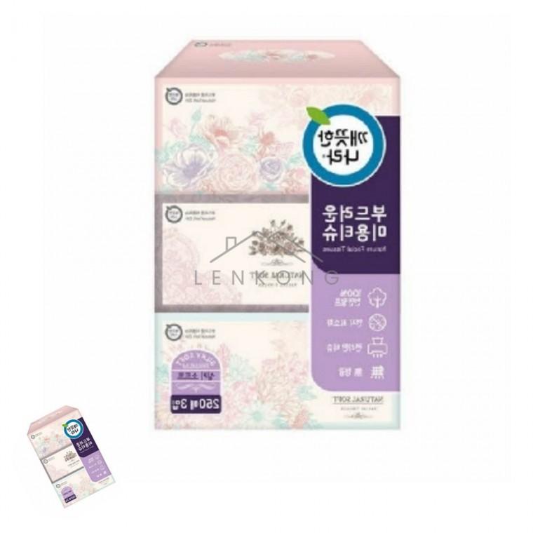 부드러운 미용티슈 250매x3입 뽑아쓰는티슈 미용화장지 차량티슈 2겹화장지 사각티슈
