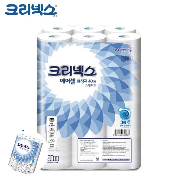 화장실롤휴지 화장실화장지 롤화장지 롤티슈 롤휴지 두루마리 화장지 물에 녹는 에어셀 40m 24롤