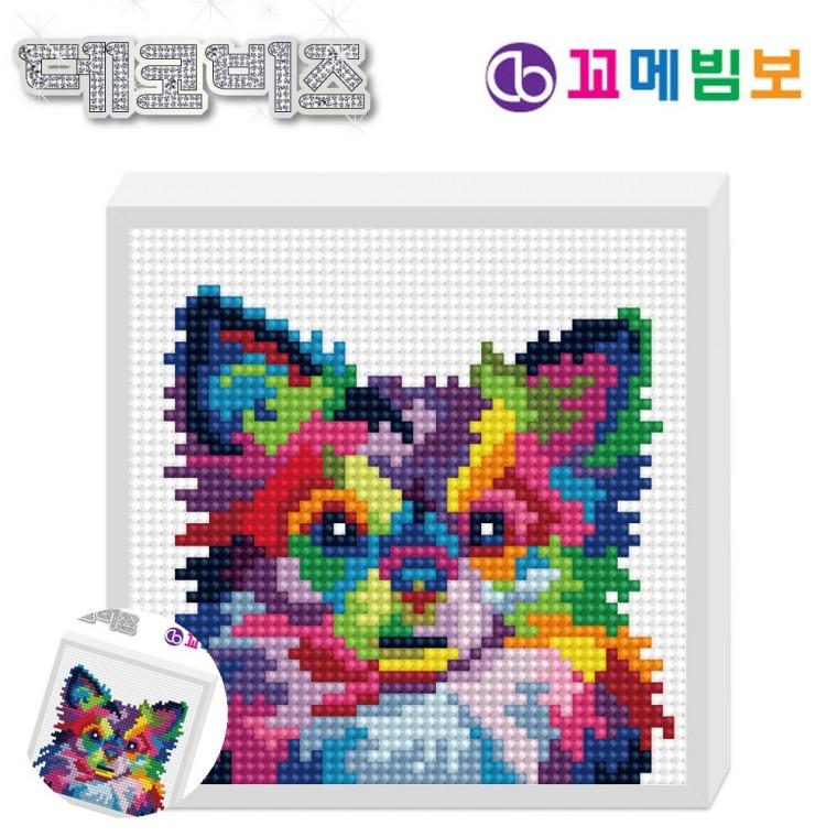 액자보석십자수 비즈아트 DIY보석십자수 비즈공예키트 어린이십자수 데코비즈 150 보석십자수 E01 색동 강