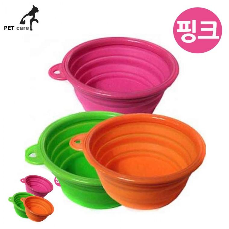 강아지식기 강아지사료그릇 강아지밥그릇 반려견식기 애견식기 접이식 식기 핑크