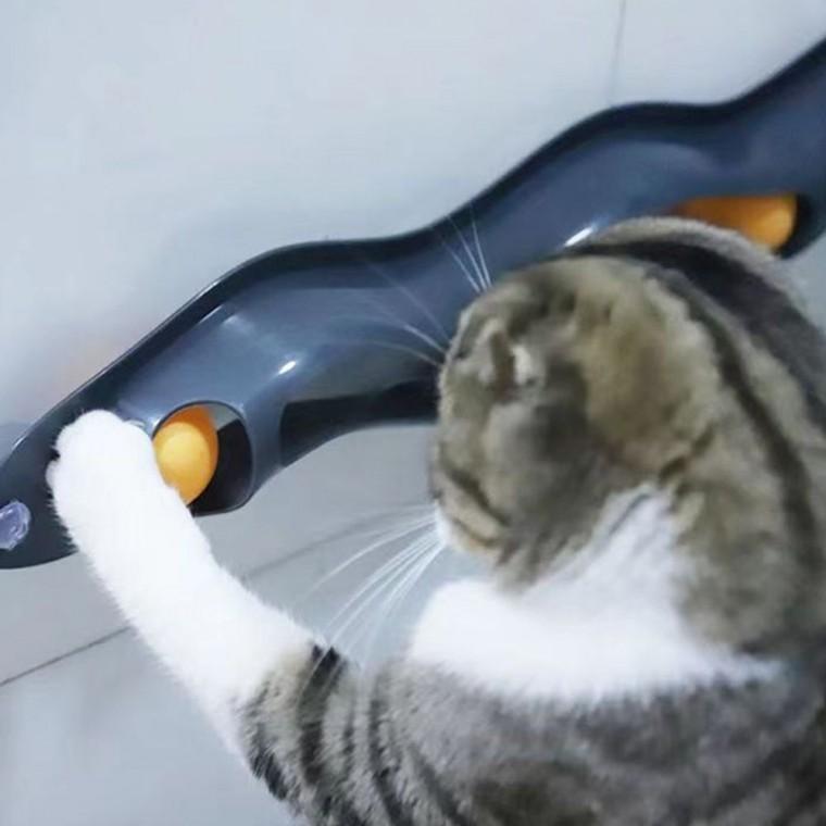 PET 고양이 움직이는 장난감 부착형 탁구공 트랙볼 고양이혼자노는장난감 고양이사냥장난감 애묘장난감 고