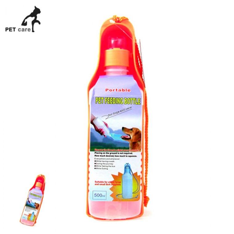 반려견물통 반려견물병 강아지산책물병 애견물병 강아지산책물통 휴대용 물병 500ml 오렌지