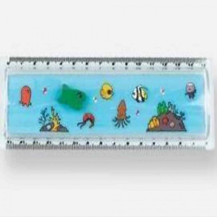 학용품자 직선자 투명자15CM 투명눈금자 투명자꾸미기 바닷속 10개