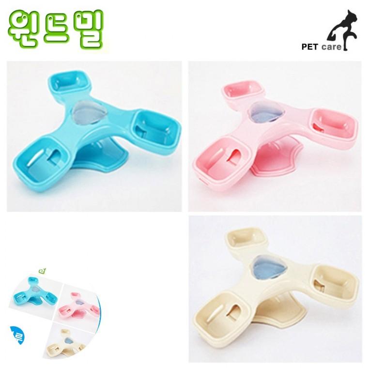 강아지보울 반려견식기 강아지사료그릇 애완견밥그릇 애견식기 3단 식기 블루