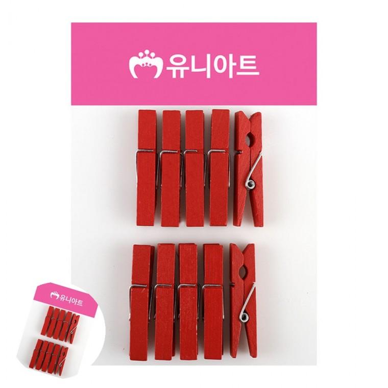 메모걸이 POP집게 가랜드집게 행거집게 소품걸이 나무집게 대 빨강