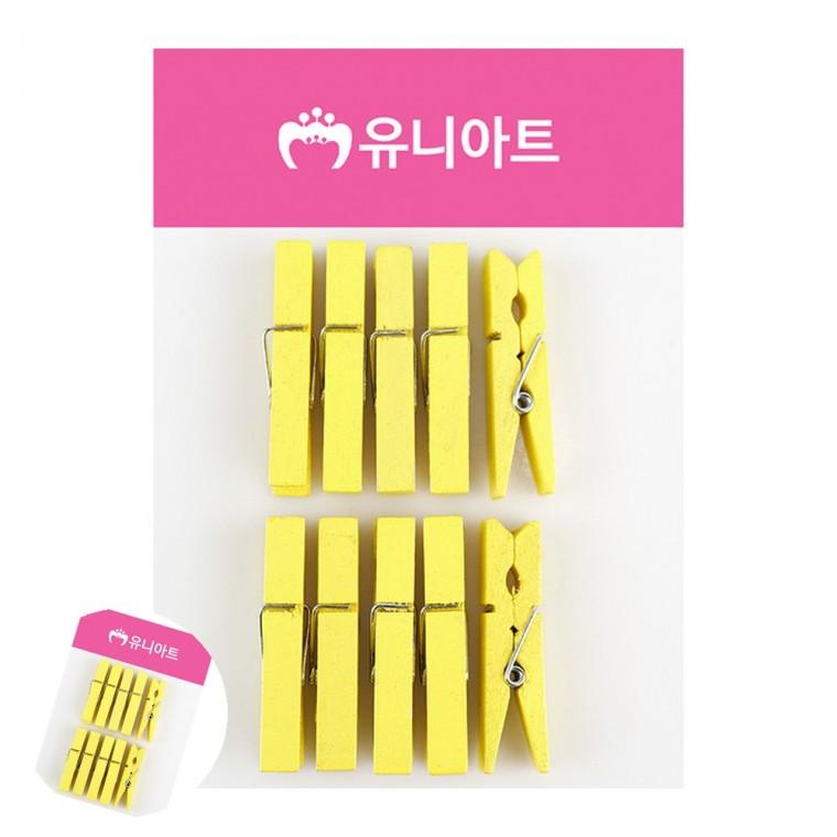 사진집게 가랜드집게 메모집게 POP집게 메모걸이 나무집게 대 노랑