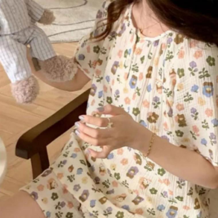 여성 여름 반팔 반바지 상하세트 잠옷 파자마 홈웨어