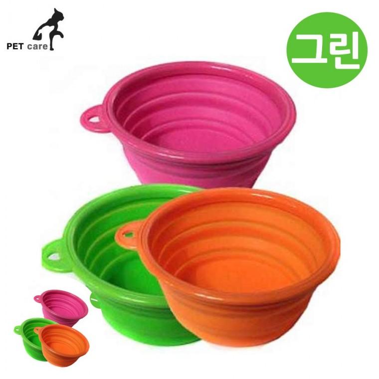 강아지식기 애완견밥그릇 고양이밥그릇 애견식기 강아지밥그릇 접이식 식기 그린