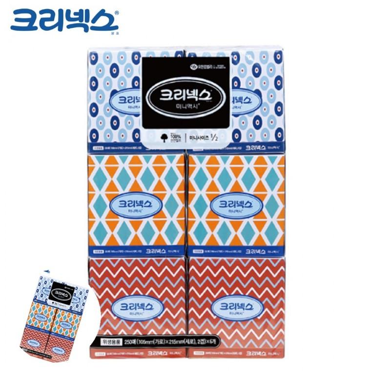 차량용티슈 미용각티슈 미니미용티슈 갑티슈 사각티슈 미용티슈 미니맥시 250매 6각