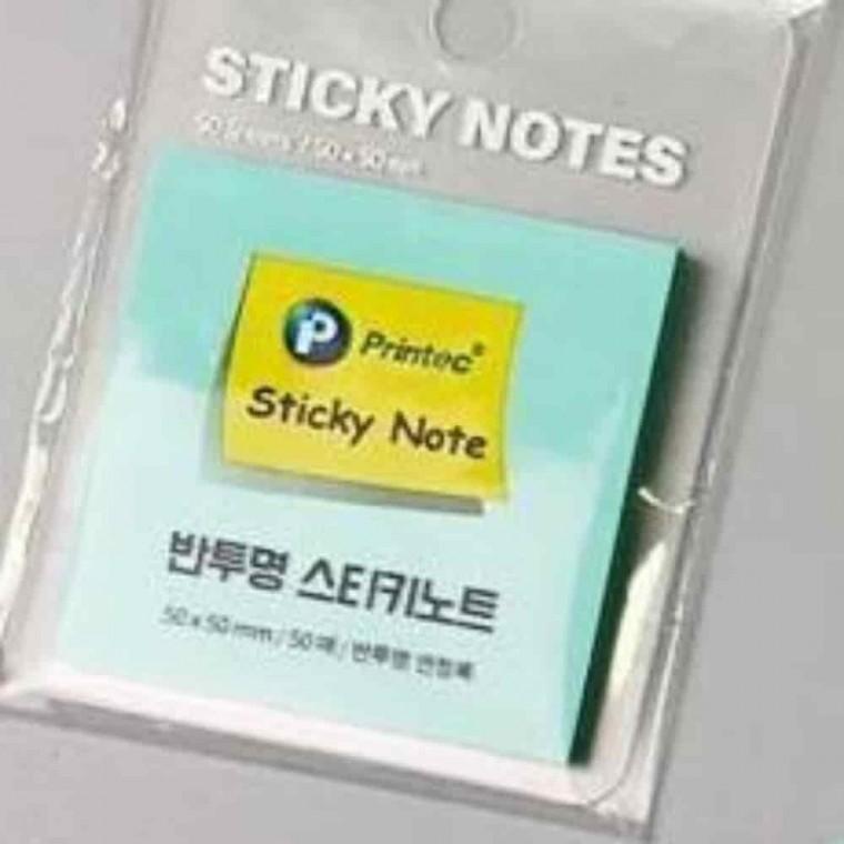 붙이는메모지 문구용품 사무실메모지 귀여운메모지 반투명 점착메모지 연청록 50x50 50매