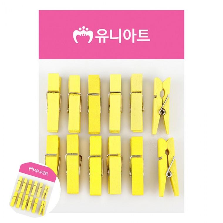 사진집게 메모집게 메모걸이 POP집게 가랜드집게 나무집게 중 노랑