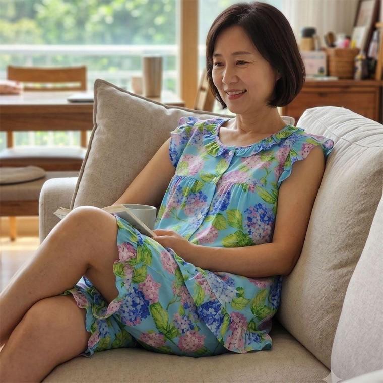 여성 레이온 홈웨어 반팔 프릴 반바지 잠옷 파자마 세트