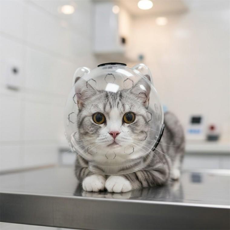 우주선 헬멧 고양이 입마개 대형묘 대형고양이용