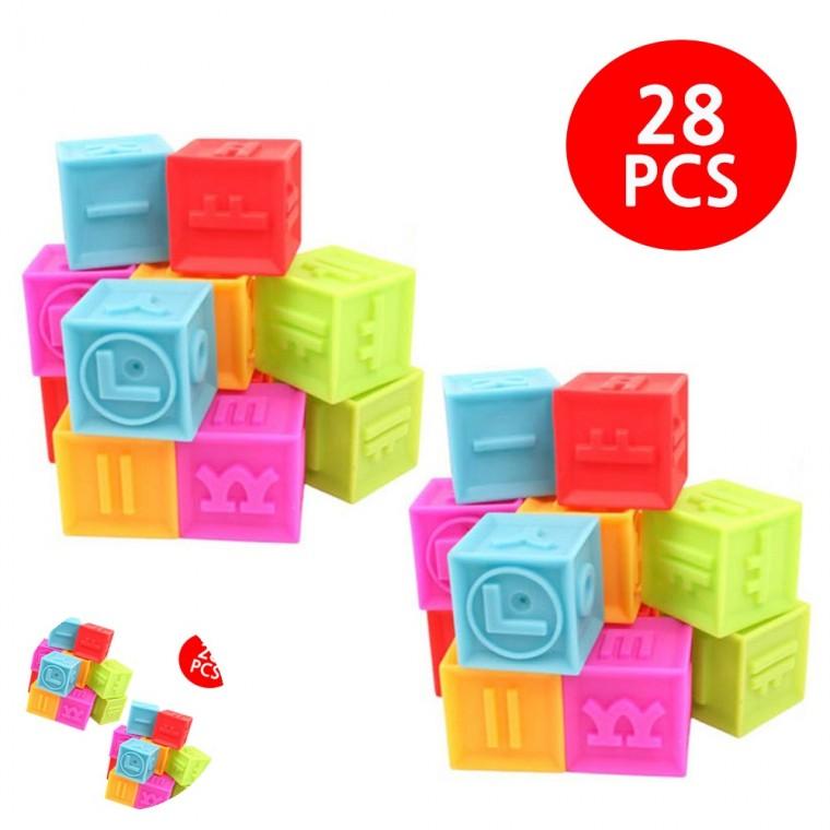 블럭쌓기 영유아장난감 유아블록 블록놀이 유치원블록 한글 소프트블록 14PCSx2세트 28PCS