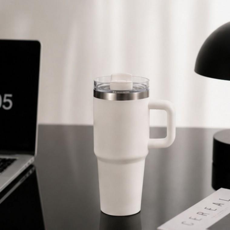차량용 텀블러 보온보냉 사무실 보온컵 600ml 손잡이 휴대용 보온병
