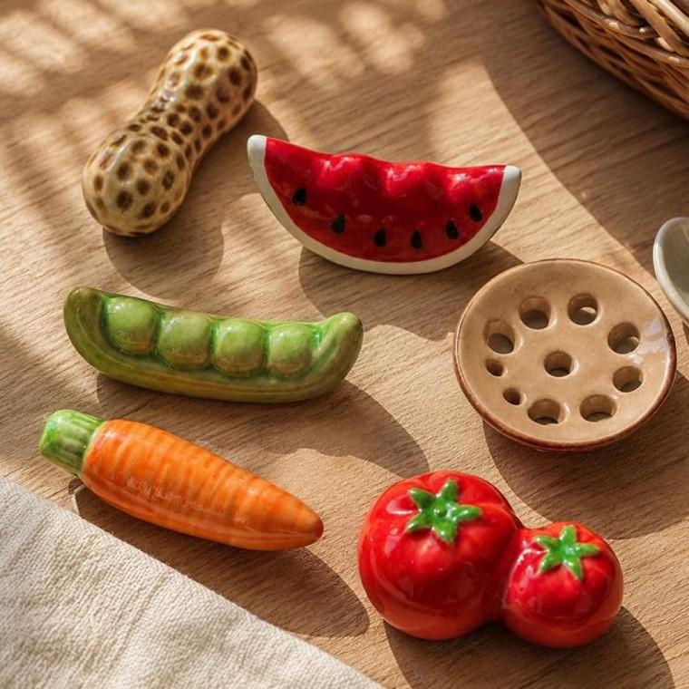 수저받침대 도자기 수저받침 숟가락받침 연근 수박 토마토 당근 땅콩 완두콩 과일 식기 수저용품
