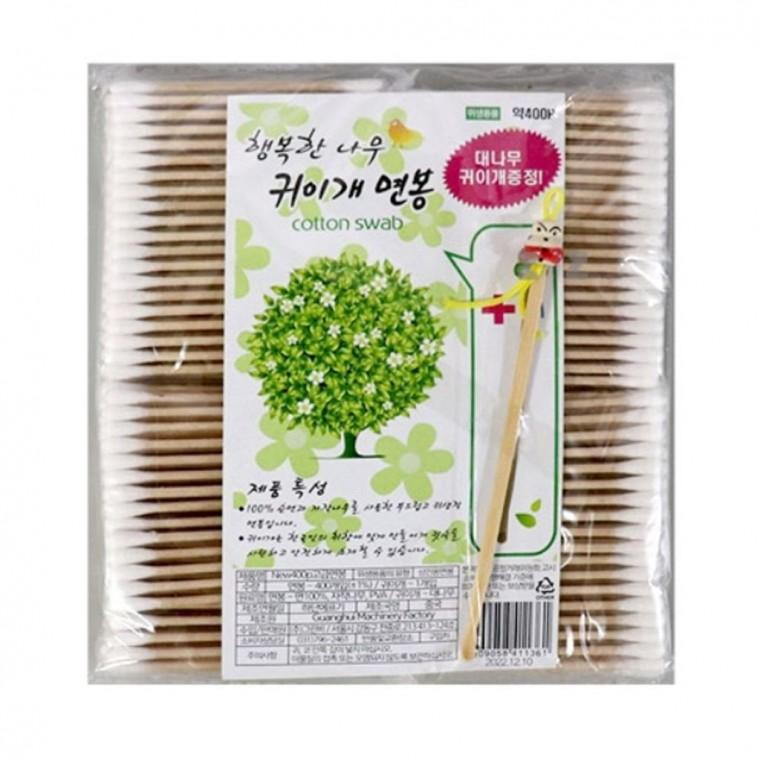 행복한 나무 면봉 귀이개 귀청소 화장 순면 면봉 400P