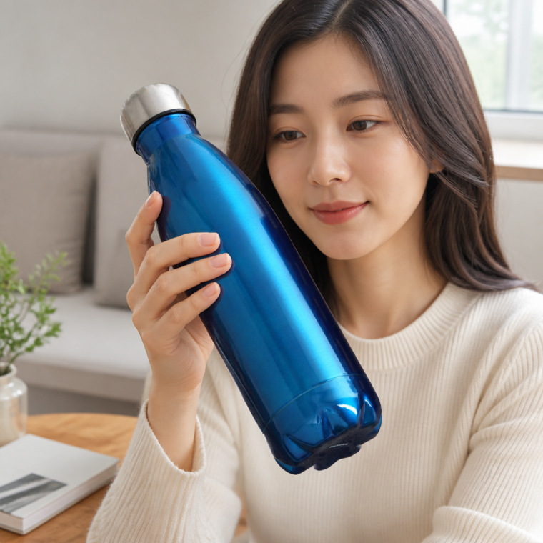 스테인리스 보온병 블루 500ml 진공 보냉 물통 텀블러