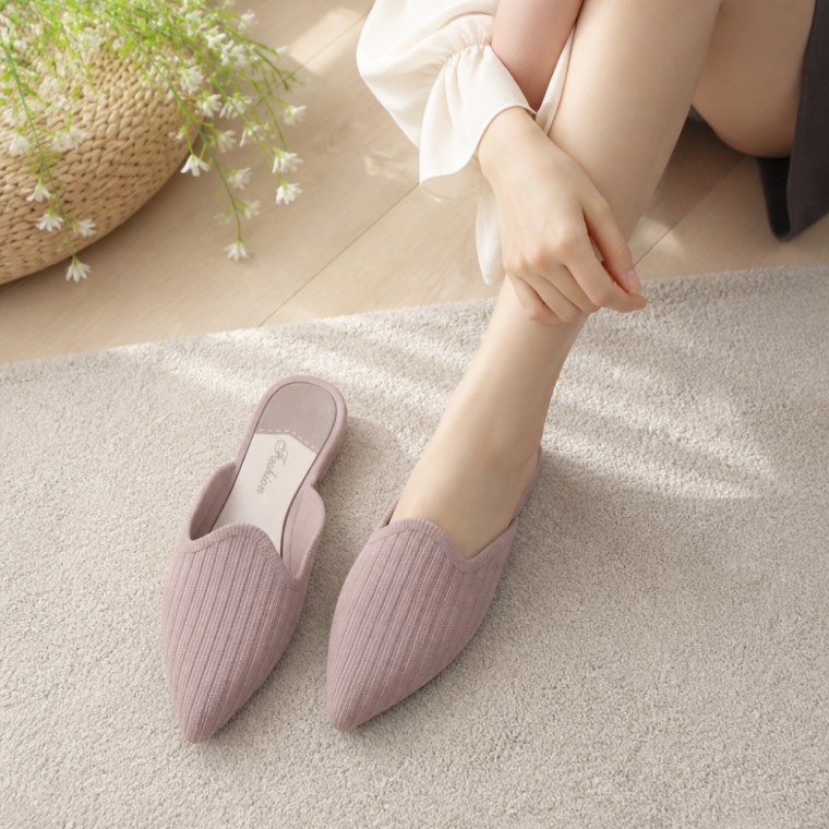 여성 젤리 뮬 코코아색 말랑한 PVC 고무 블로퍼 슬리퍼 슈즈