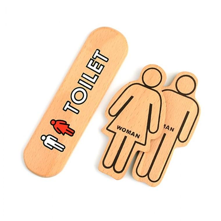 내추럴 원목 남녀 벽걸이 안내판 인테리어 화장실 카페 매장 부착형