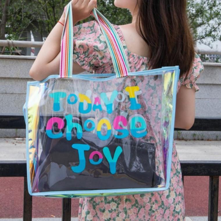 클리어 방수 오로라 레트로 비치백 숄더백 에코백 가방