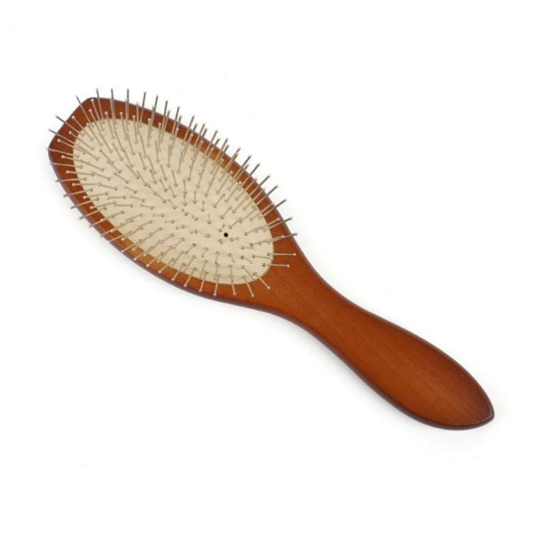 타원형 철모 브러시 헤어케어 정전기방지 빗질 대형 목재손잡이 두피마사지