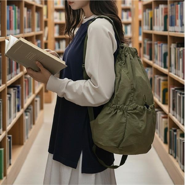 [지앤지] 휴대용 접이식 백팩 생활방수 스트링 백팩 여행 캠핑 등산 스포츠 데일리 백팩