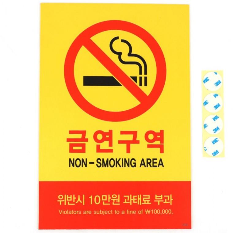 벽면 부착 금연구역 안내판 과태료 사무실 건물 포맥스 경고문 공지