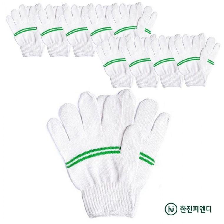 녹색두줄 면장갑 10켤례