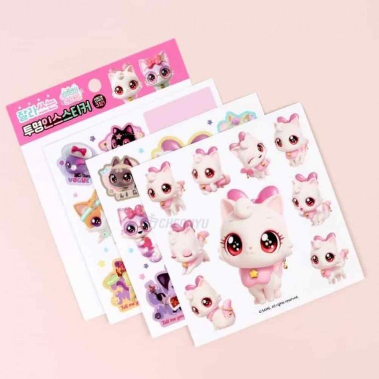 노트북꾸미기 다꾸스티커 데코스티커 캐릭터스티커 위시캣 투명인스스티커 30p