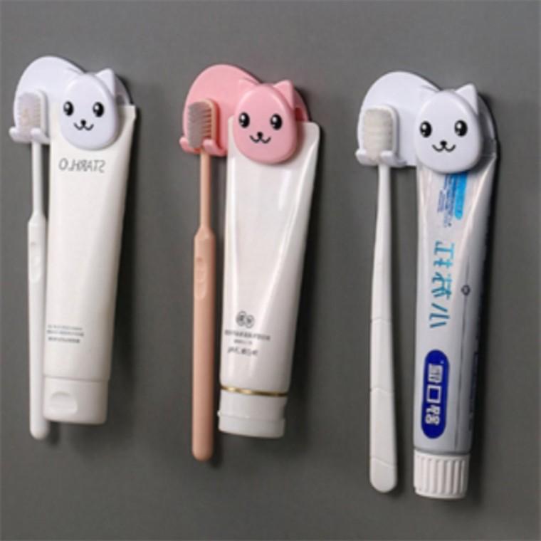 고양이 칫솔치약 홀더 칫솔치약걸이 치약정리 욕실용품정리