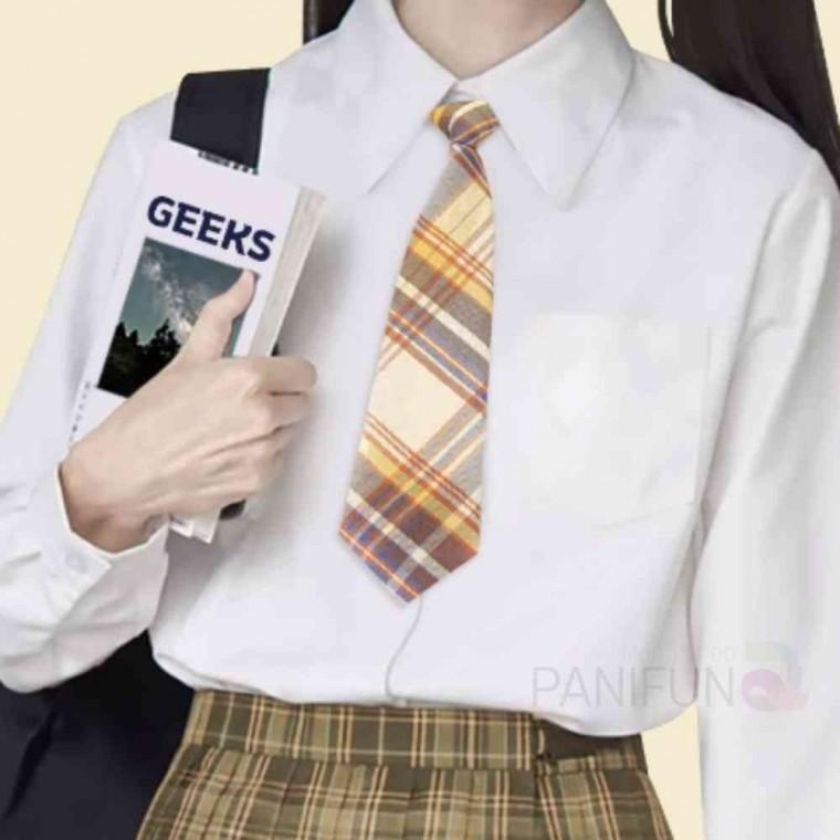 체크 넥타이 옐로우 여성학생넥타이 여학생넥타이 교복학생넥타이 캐주얼타이 여자교복넥타이