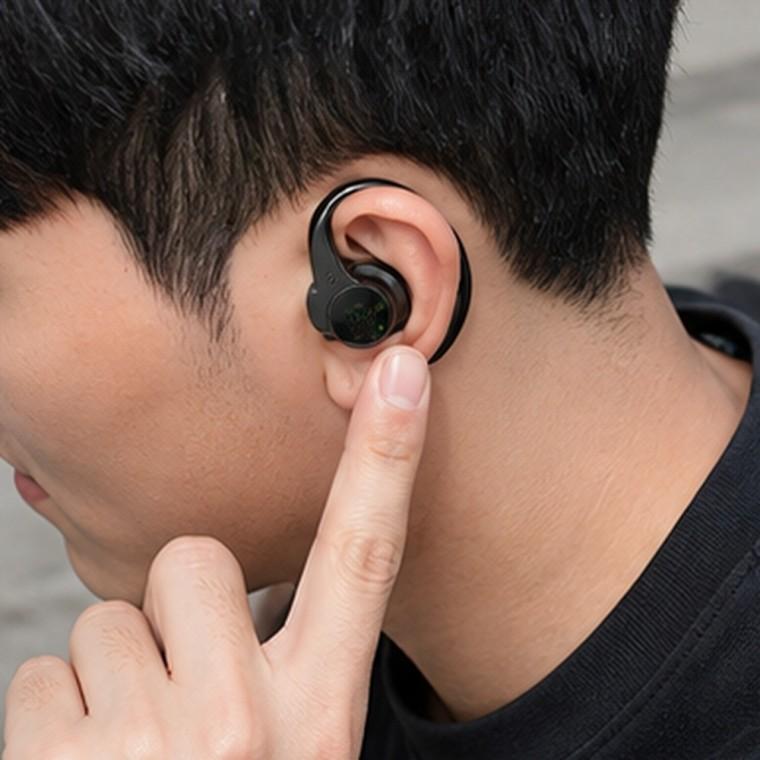 오픈형 귀걸이형 블루투스 이어폰 LED 수치 표시 통화 음악 감상 운동