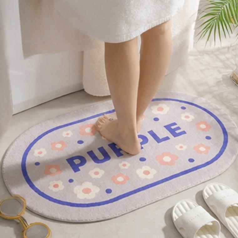 욕실 발매트 파스텔 플라워 미끄럼방지 도톰한 두께 부드러운 원단 빠른 건조
